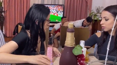 Two straight guys with girlfriends have a gay encounter